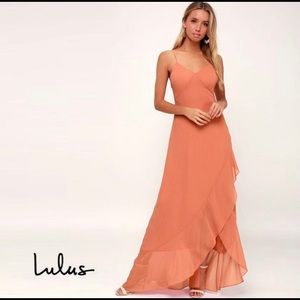 Lulus Ada Rusty Rose Lace-Up maxi dress